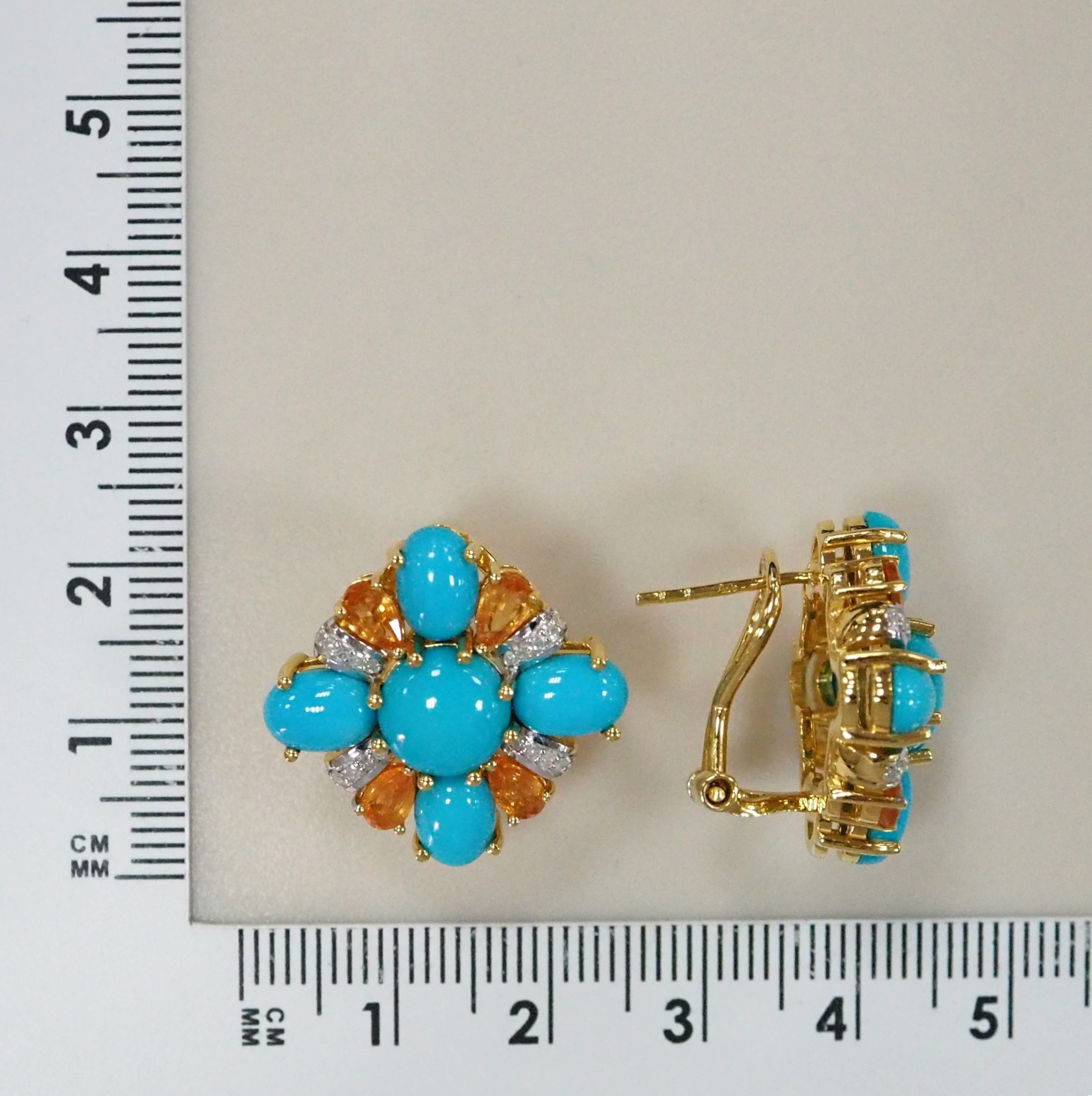Серебряные серьги с бирюзой и спессартинами